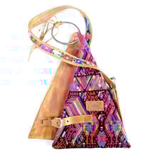 FOUNDERS IMPORTS Artisan Embroidered Leather Crossbody Bag / Boho Casual Gifting