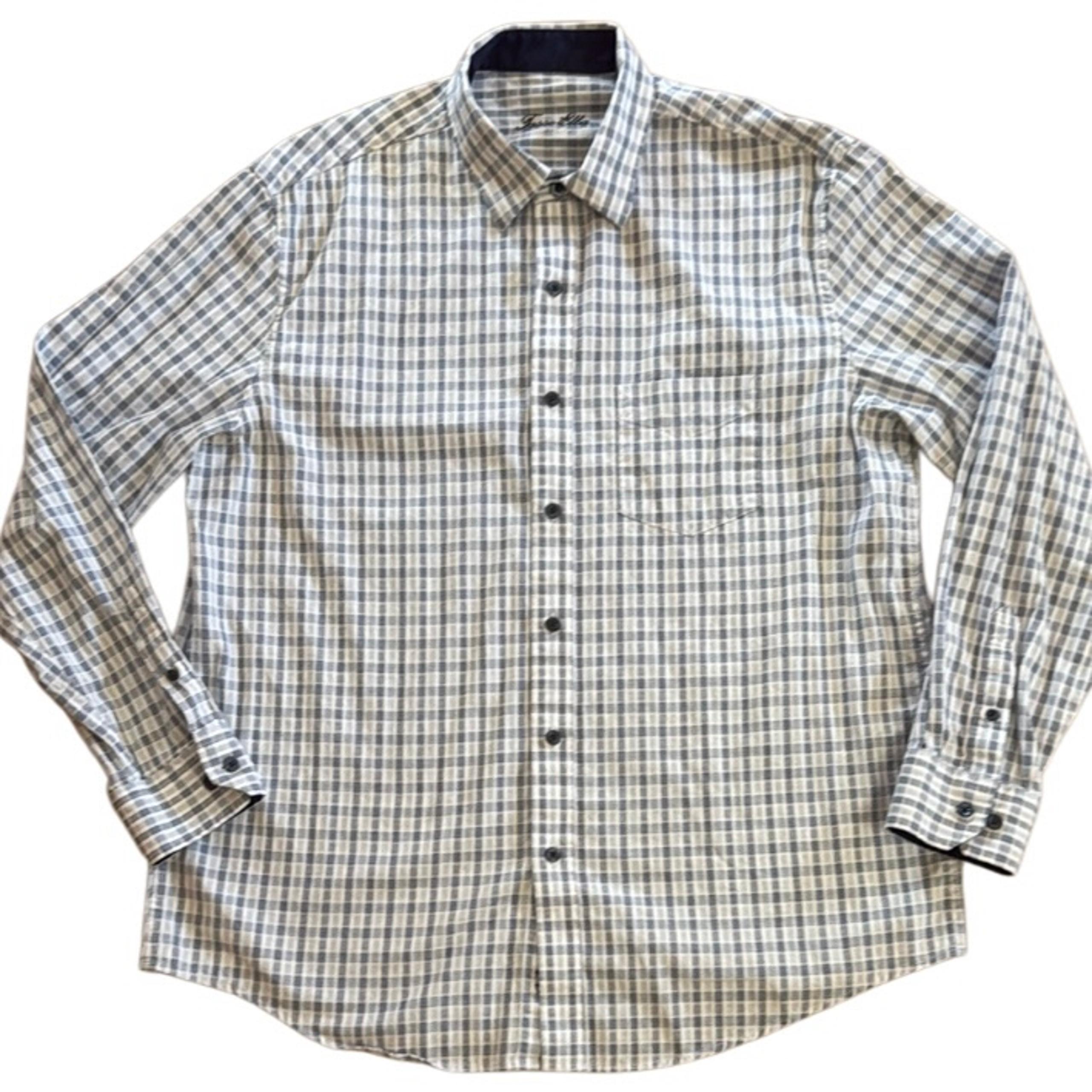 TASSO ELBA MENS BUTTON DOWN SHIRT LONG SLEEVE CLASSIC FIT PLAID SZ LARGE 16-16.5