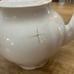 Stained and crazed ironstone teapot warranted M.T.&K. Stamp