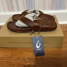 Olukai Mekila Men's Leather Sandals Size 11 Natural