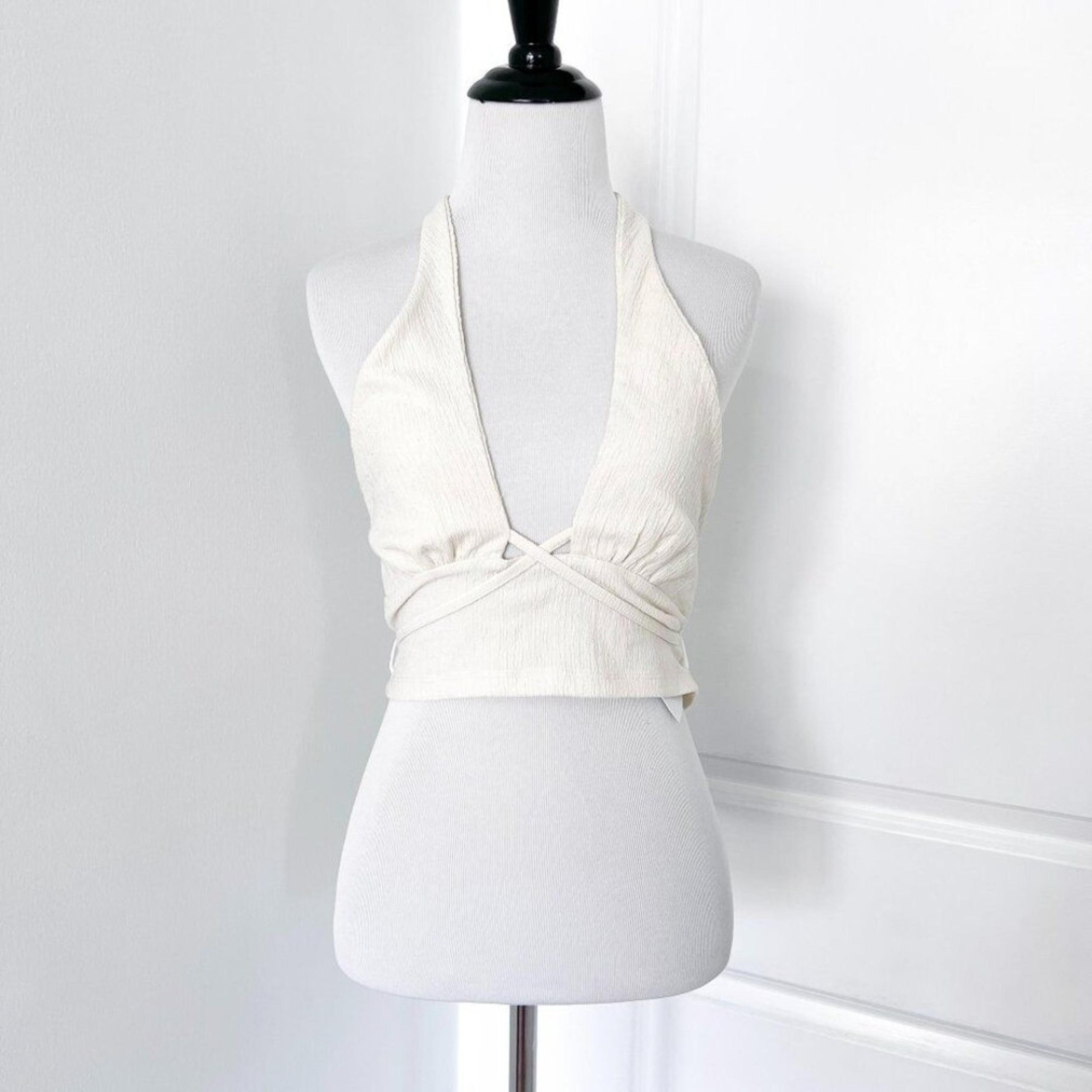 Urban Outfitter White Cream Halter Crop Tank Top