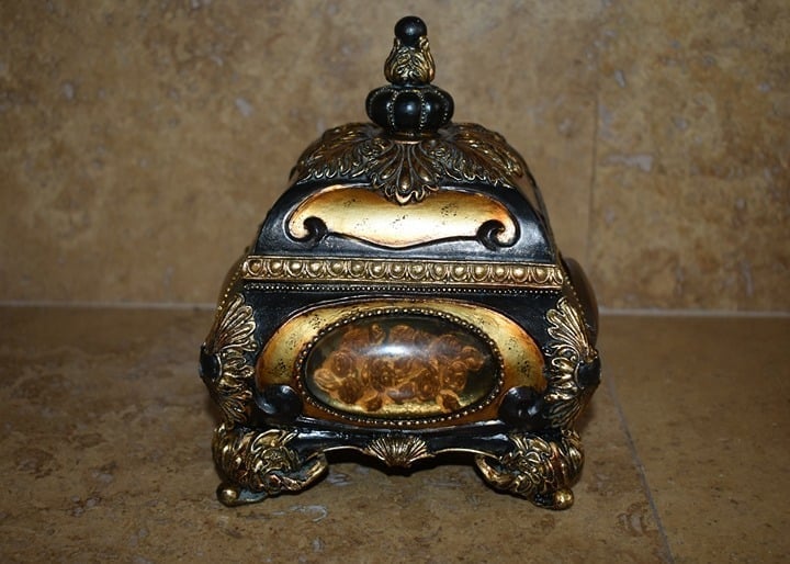 Ornate antique Vintage Resin Jewelry Box Trinket Box 18th mid century style rose