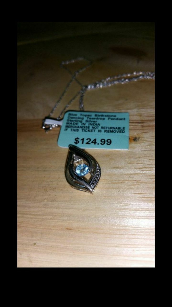 Blue Topaz Dancing Drop Necklace