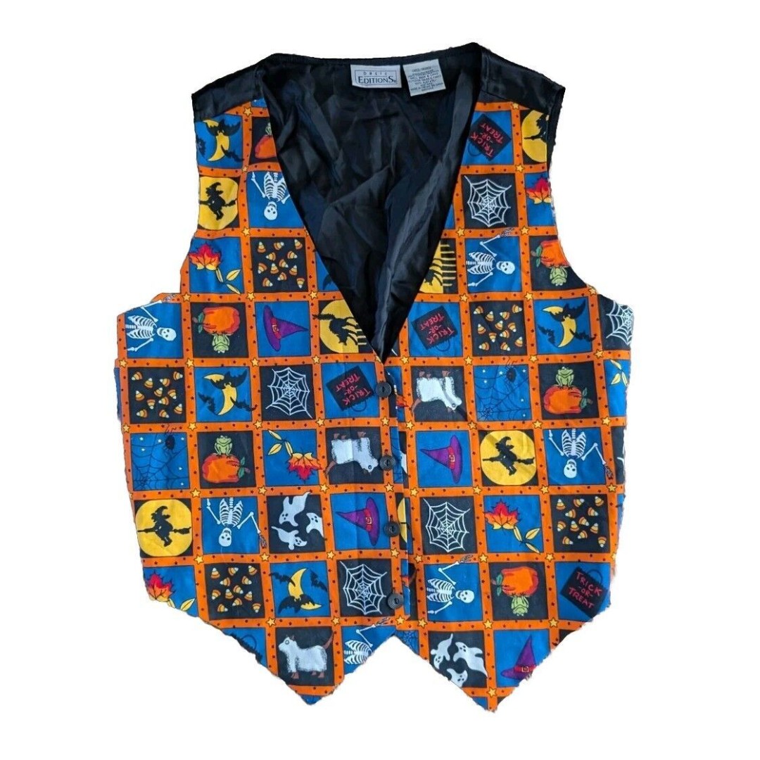 Vintage Halloween Themed Vest L Punk Skeletons Grunge Party Costume