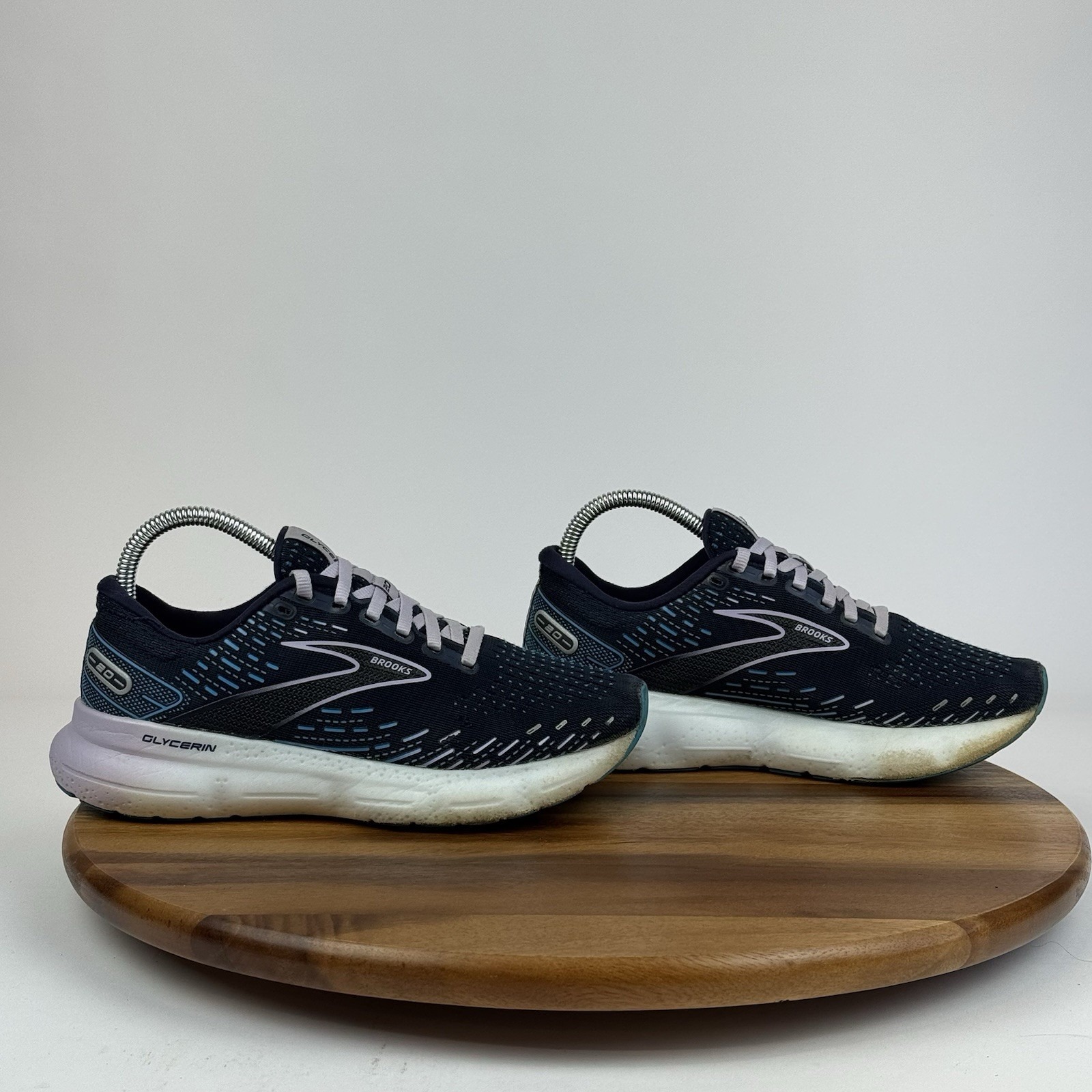 Womens Brooks Glycerin GTS 20 Navy Blue Athletic Running Sneakers Shoes Size 7.5