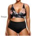 Yonique Black Coral Floral High Waisted Plus Size Bikini Swimwear NWT Size 12W