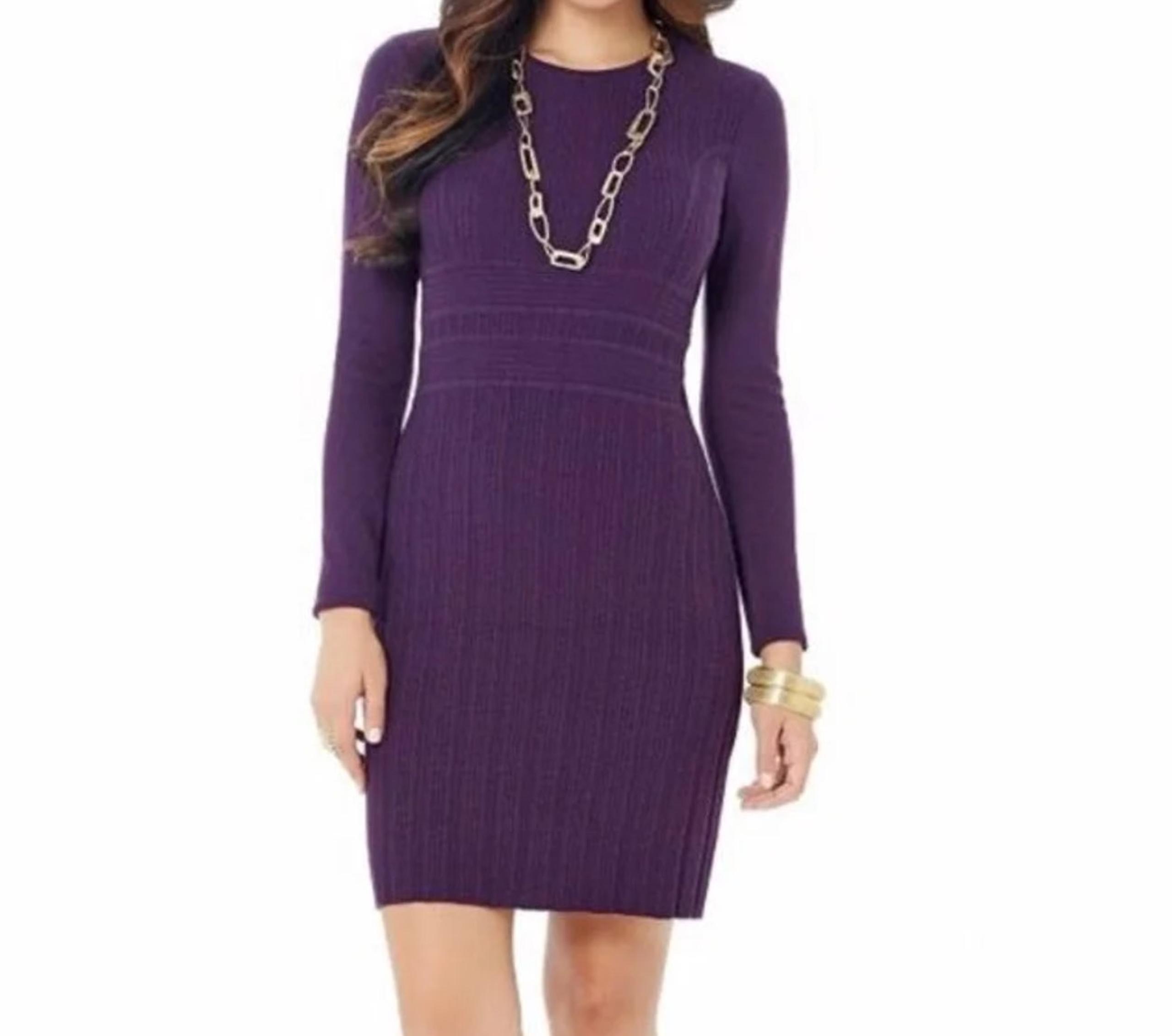 Daisy Fuentes Purple Sweater Dress, Lg