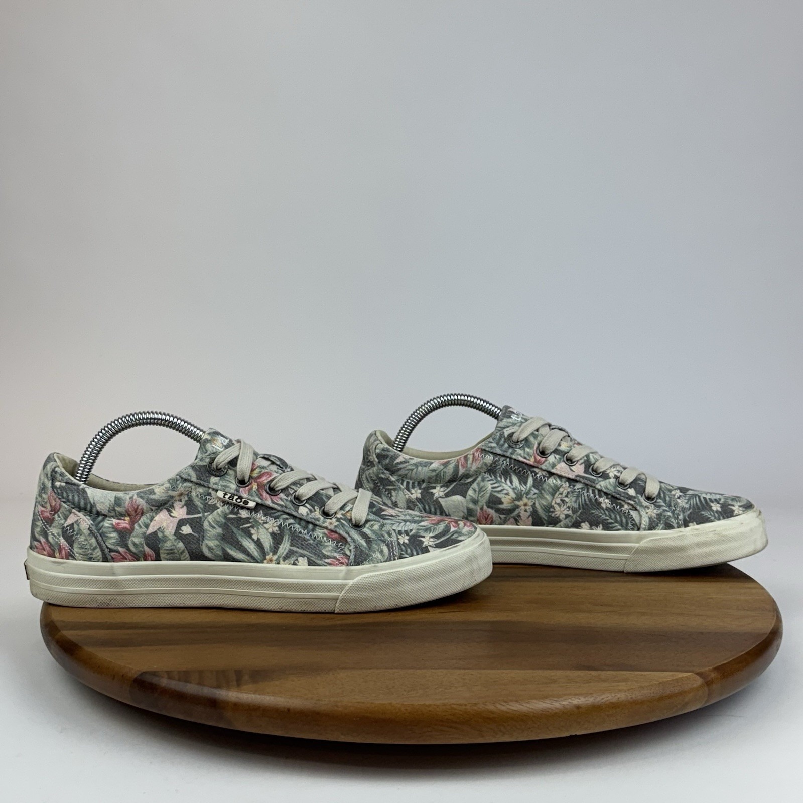 Womens Taos Plim Soul Tropical Floral Blue Canvas Casual Sneakers Shoes Size 10