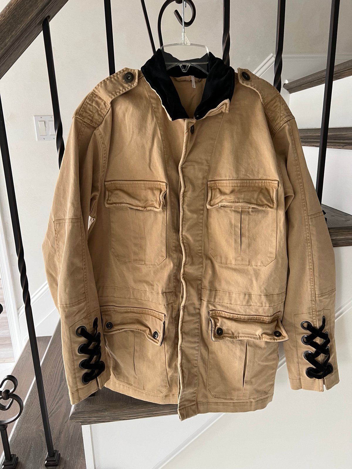 Free People Beige Utility Jacket