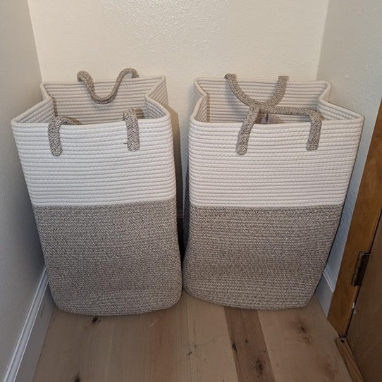 Laundry Basket,Woven Cotton Rope Laundry Hamper Sorters,60L Versatile Storage