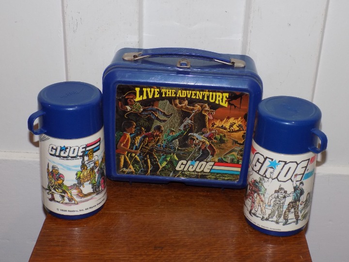 Vintage 1986 GI Joe Live The Adventure Plastic Lunchbox & 2 Thermos