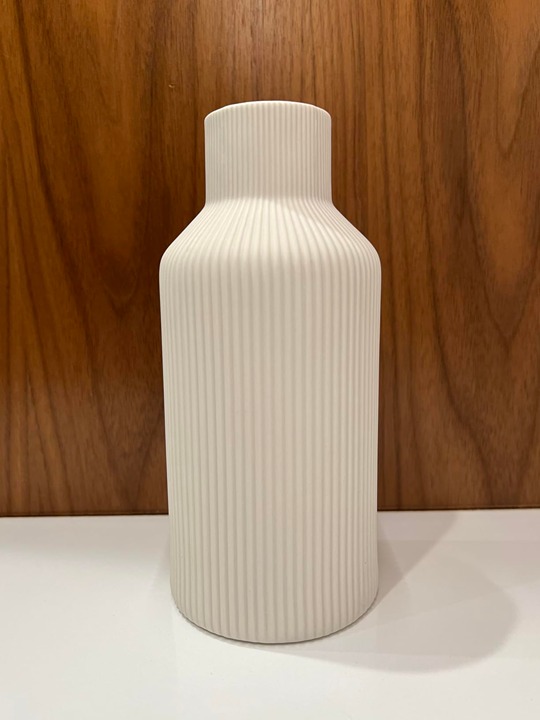 White Ceramic Flower Vase, Minimalist Modern Home Decor, 8 in