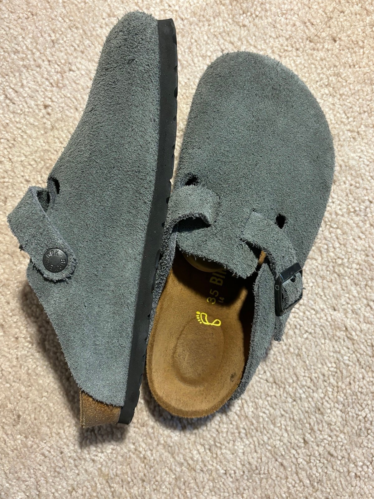 Birkenstock Boston Suede Clog Sandals in Thyme
