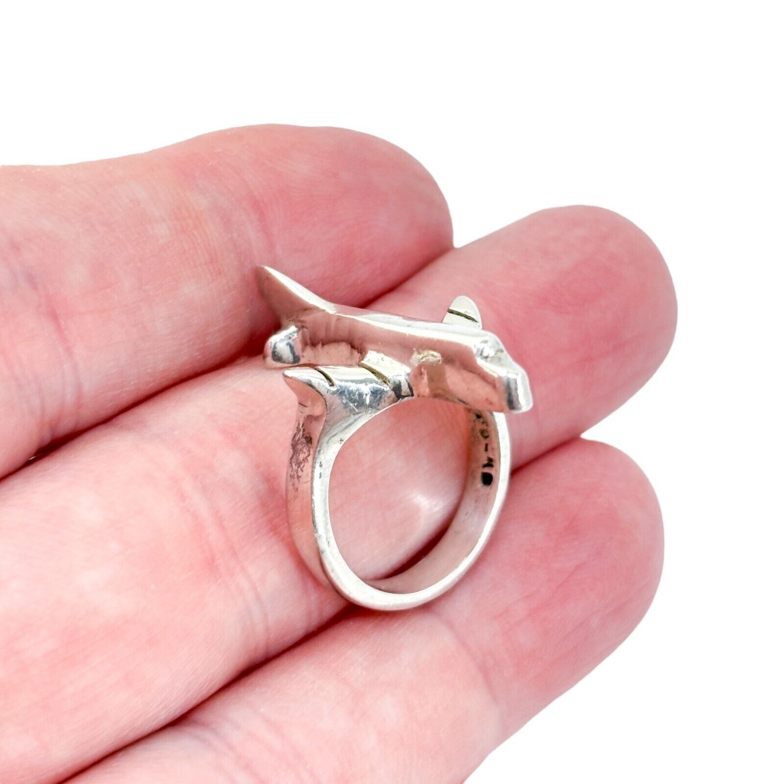 Vintage Taxco TD-40 Sterling Silver 925 Airplane Statement Ring Size 6.5