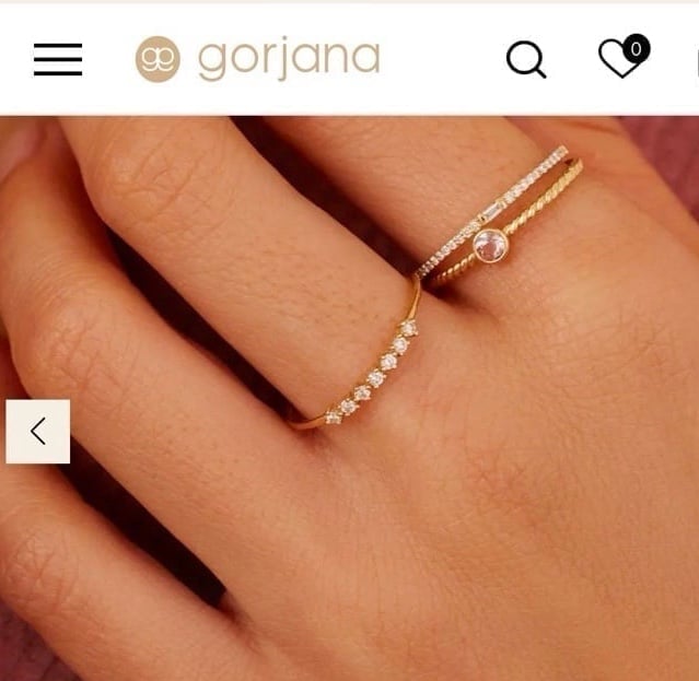 Gorjana size 5 14k SOLID Gold Diamond Row Ring
