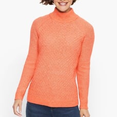 NWT Talbots Textured Stitch Sweater in Festive Coral Orange size Medium