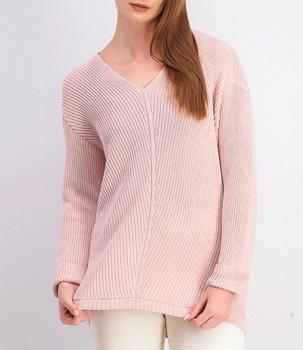 Cotton Textured V Neck Sweater Ballet Ribbon Charter Club L