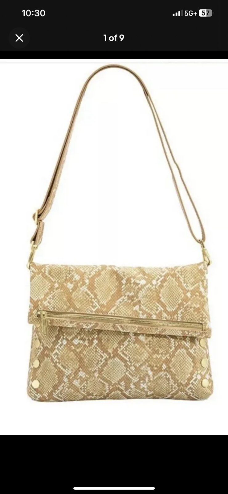 Crossbody Hammitt VIP Crossbody Bag Large Toast Tan Snake Leather Gold Tone Acce