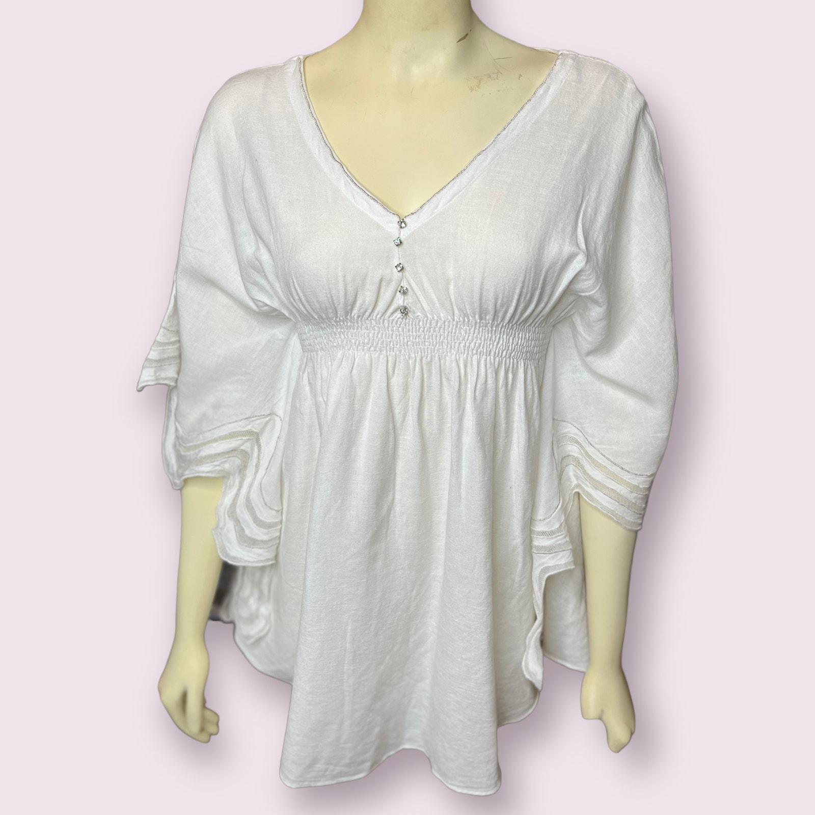 Melissa Odabash White Rhinestone Swim Cover Up Kaftan