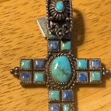Sterling .925 turquoise cross pendant.