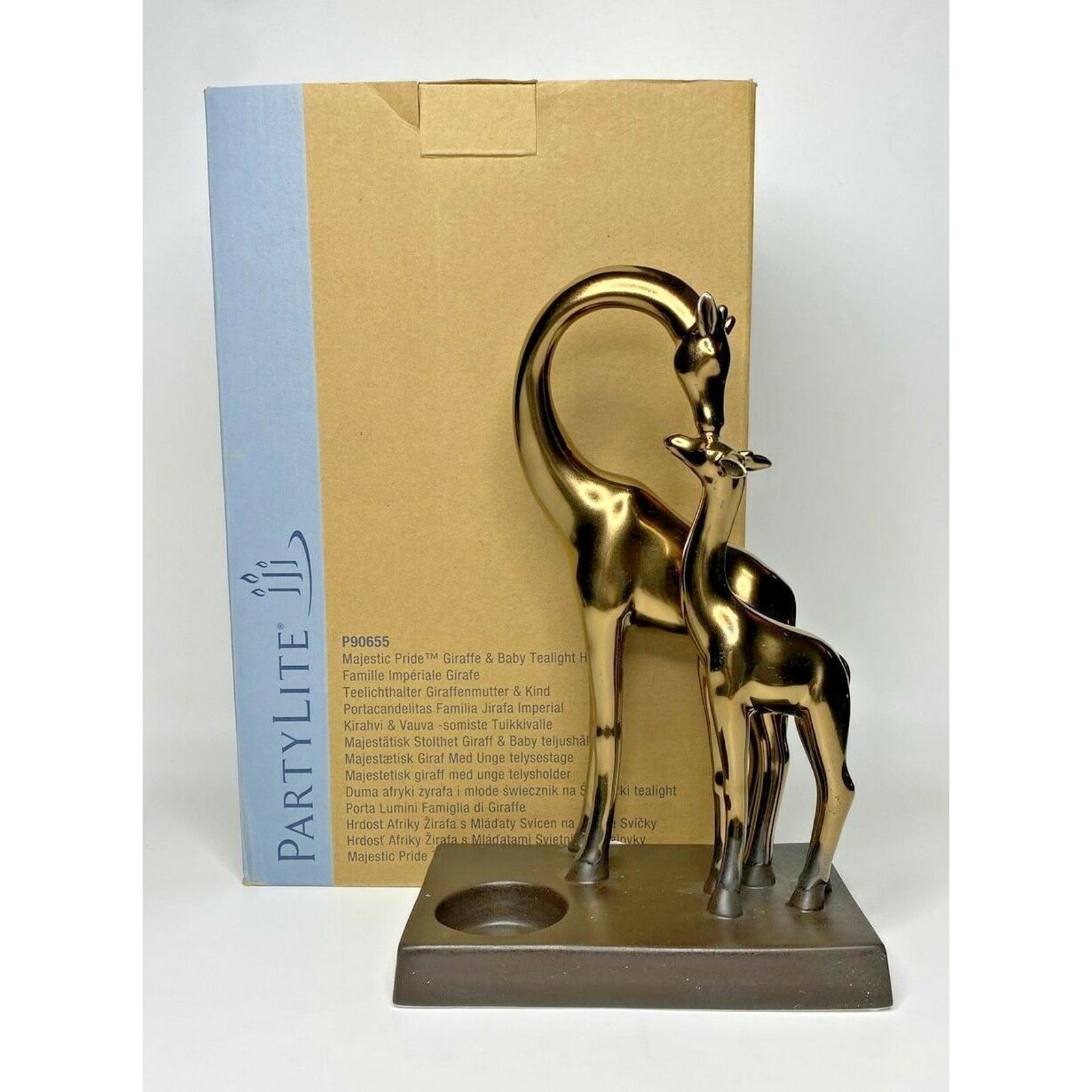 PartyLite Majestic Pride Giraffe & Baby Tealight Holder Retired NIB P12A/P90655