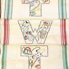 Vtg 50s 40s 7 MARTEX Days of the Week Chores Embroidered Linen Tea Towel Kitchen