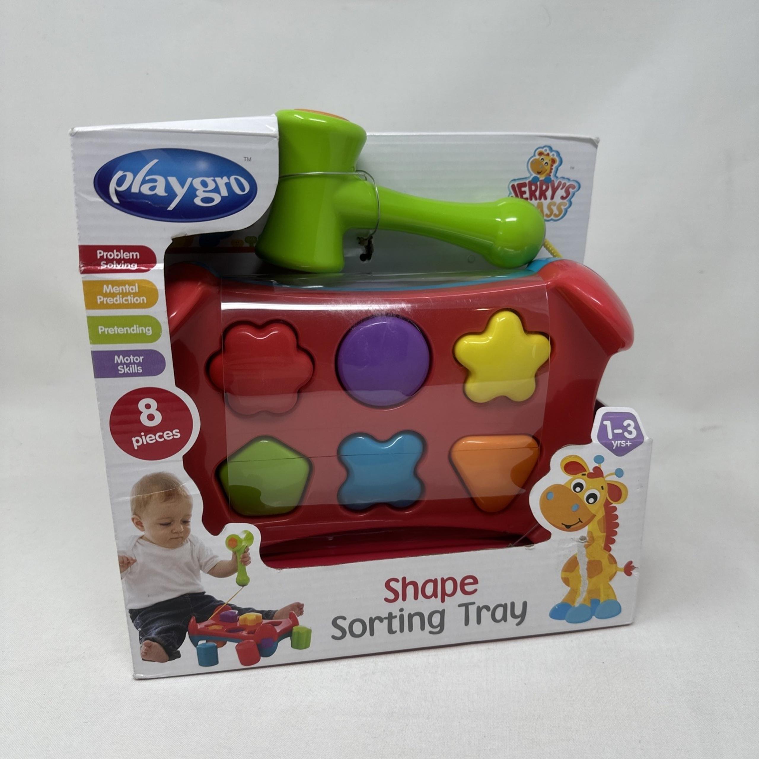 NEW Playgro 8 Pc Shape Sorting Tray w Hammer-Motor Skills/Problem Solve 1-3yrs
