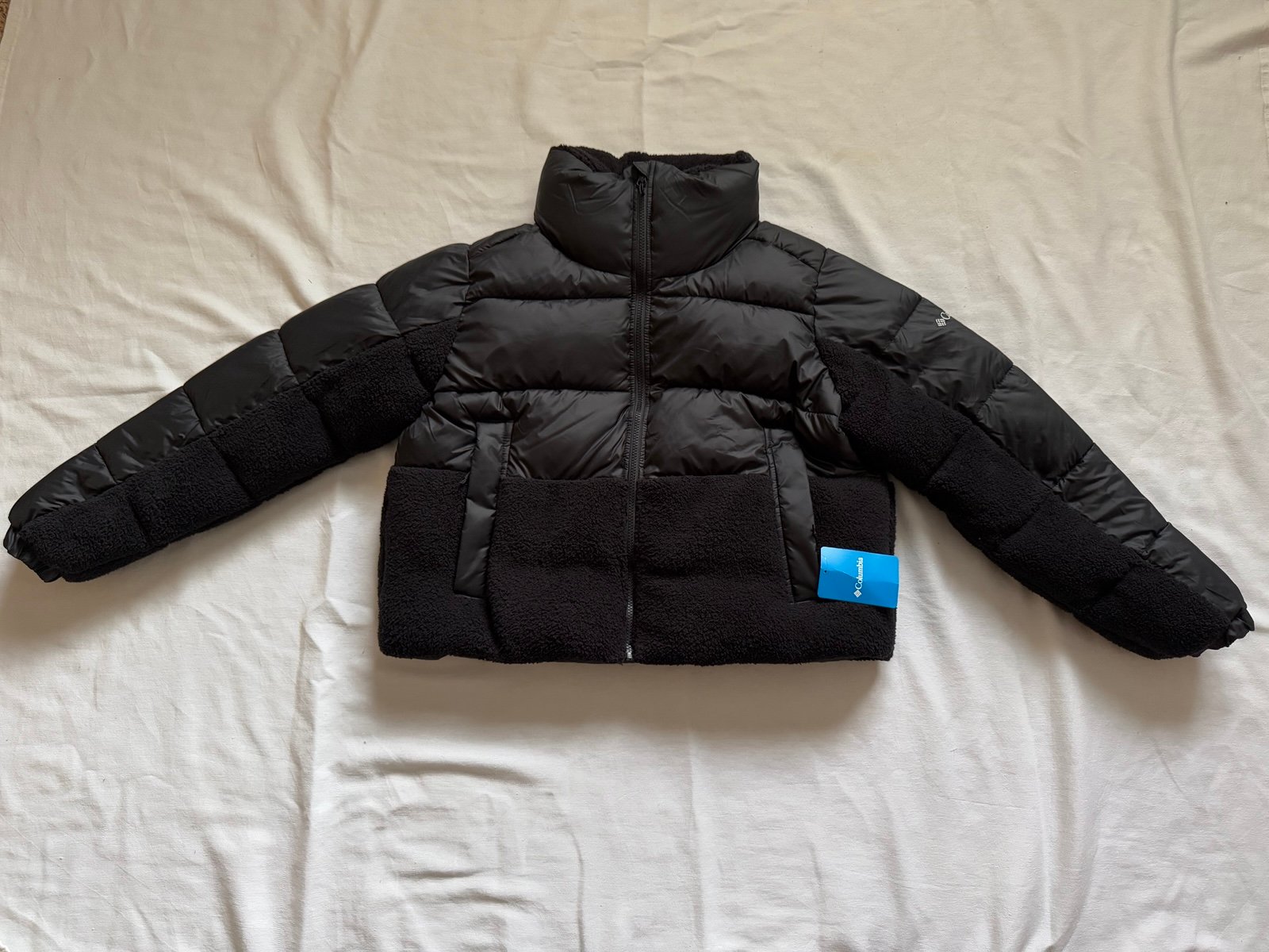 NEW Columbia Leadbetter Point Sherpa Hybrid Black Cropped Jacket Coat Women’s XL