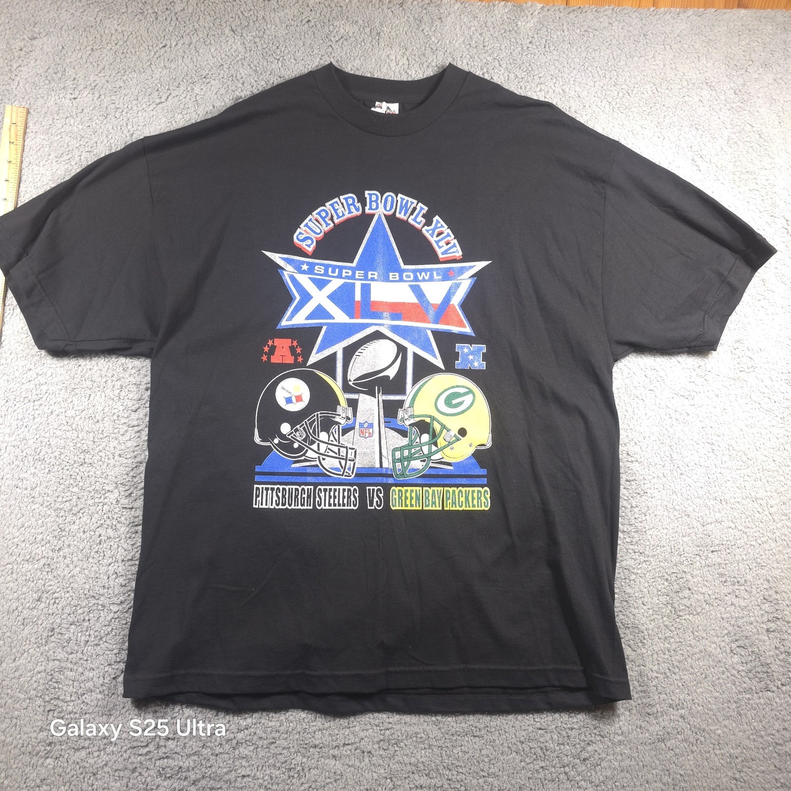 NFL Super Bowl XLV Steelers vs Packers Men's Double Sided T-Shirt Size 2XL
