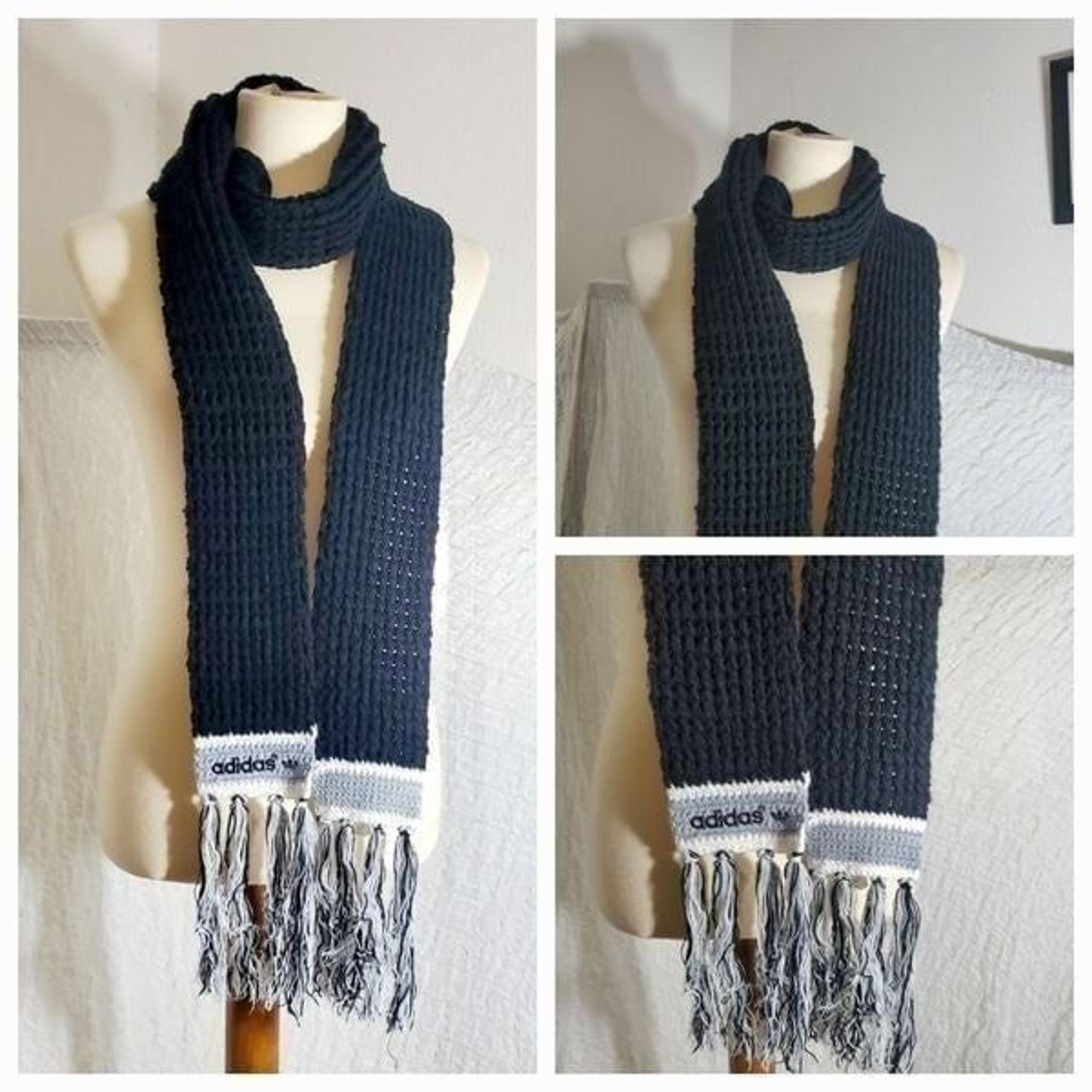 Black Knit Long Scarf - Adidas
