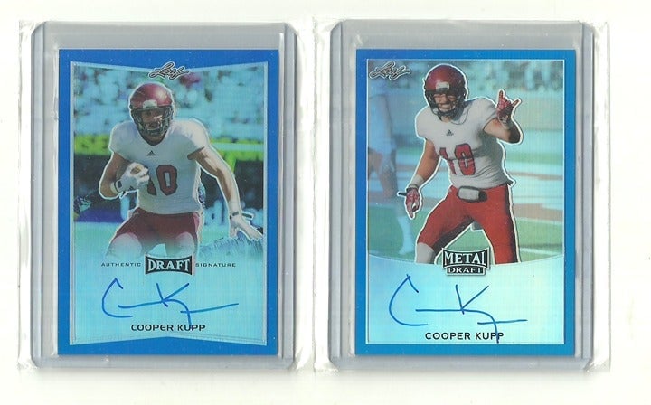 2016 Cooper Kupp 2x Leaf Metal RC AUTO LOT both Blue variations #d 49/50 , 5/50