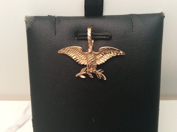 14k Solid Real Yellow Gold Eagle Bird Charm pendant 2.3gr