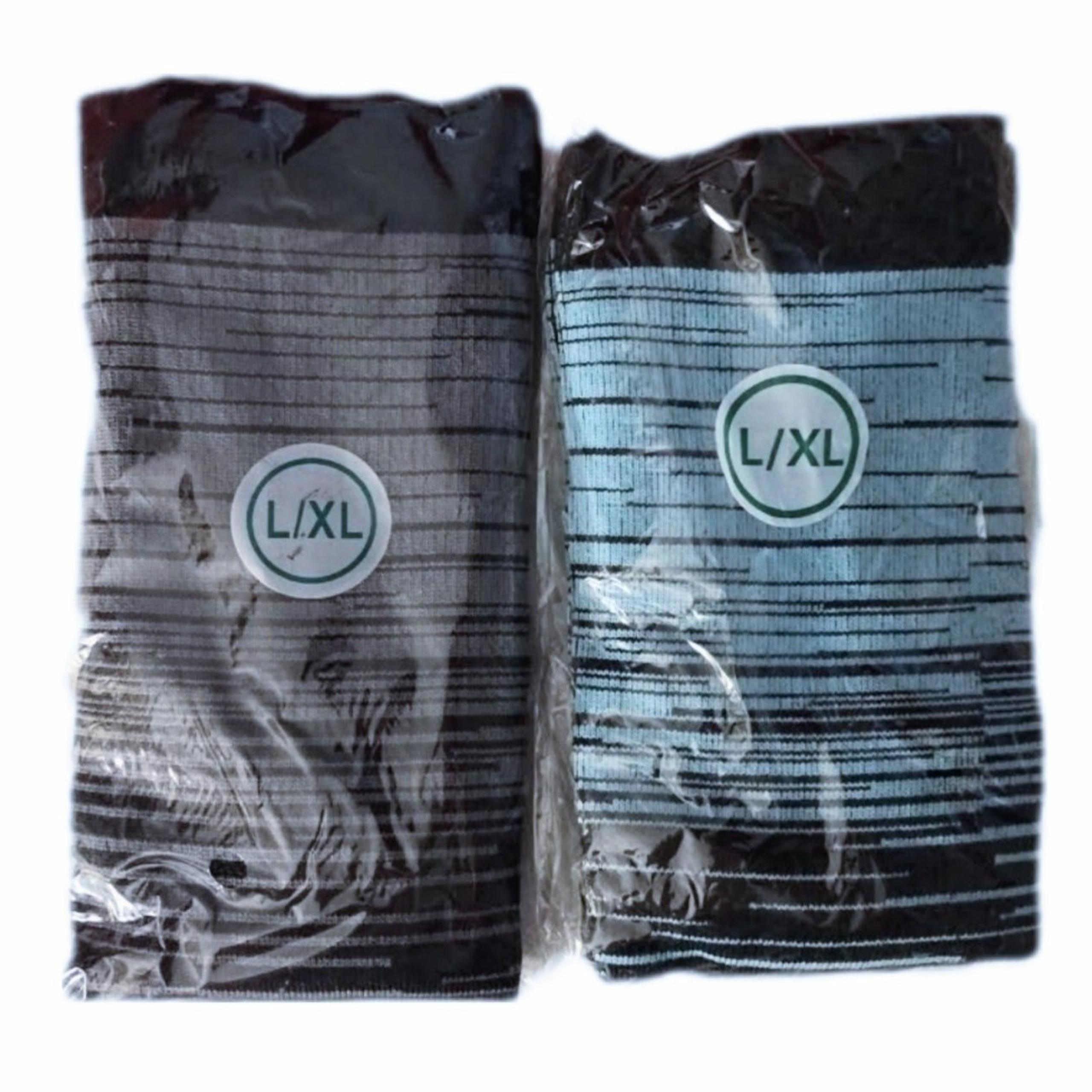 Set of 2 Full Length Knee High Striped Compression Socks New Package GRAY BLUE