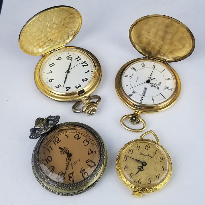 vintage pocket pendant watch lot x4 Pulsar Louis Frey quartz wind ESTATE SALE