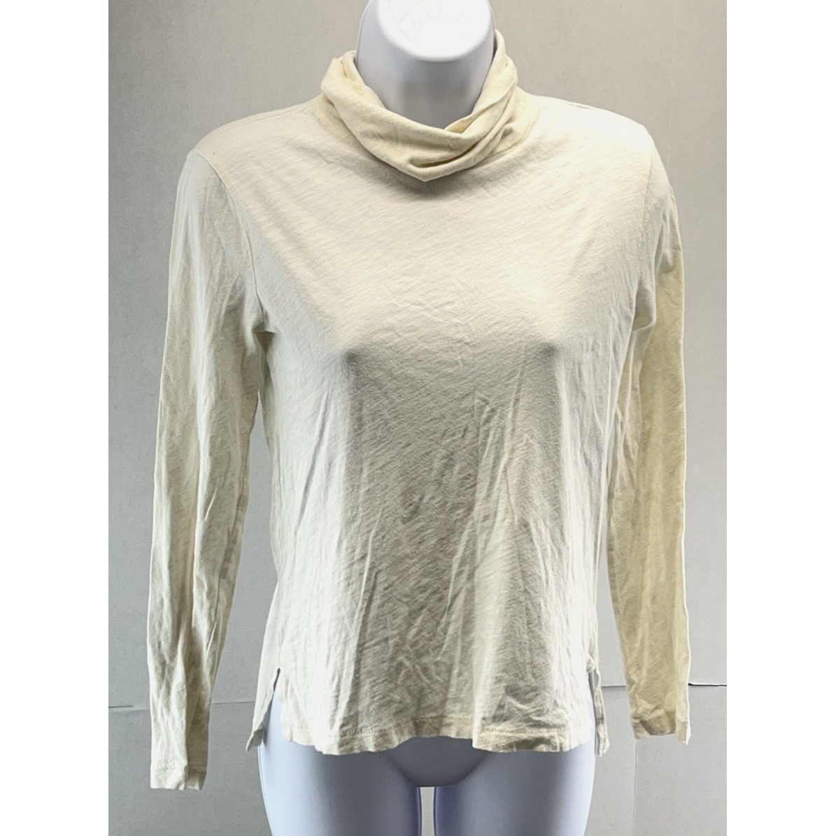 Madewell Whisper Cotton Turtleneck Size XS Ivory Cream Long Sleeve Lightweight