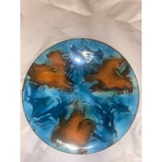 GERTE HACKER Enamel Multi Colored Abstract Plate Signed By Artist
