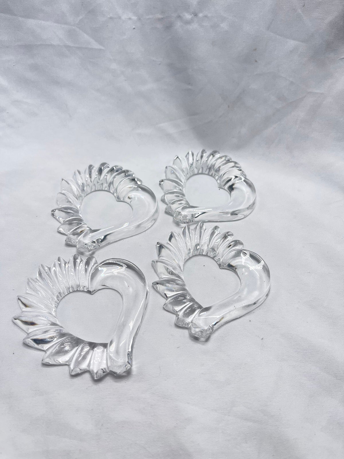 VTG crystal heart napkin rings