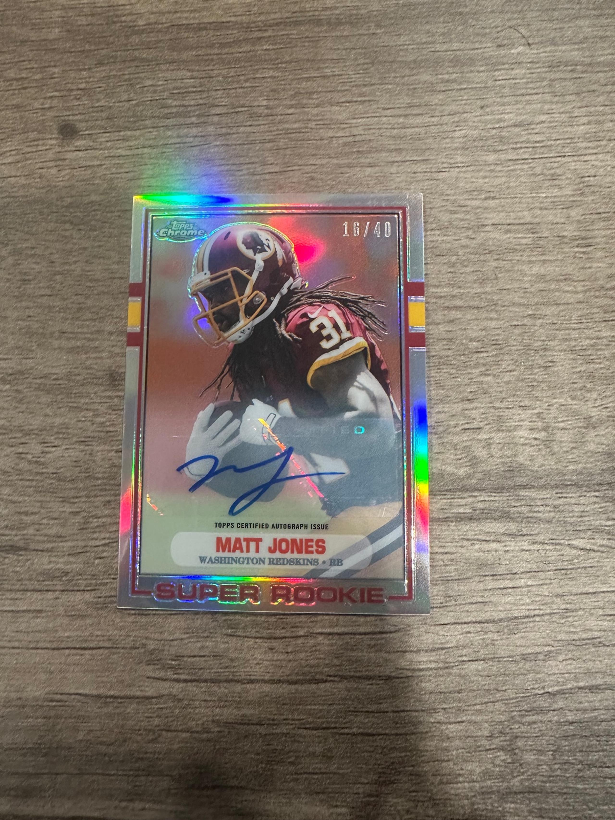 Matt Jones Rookies refractor auto /40 mini chrome