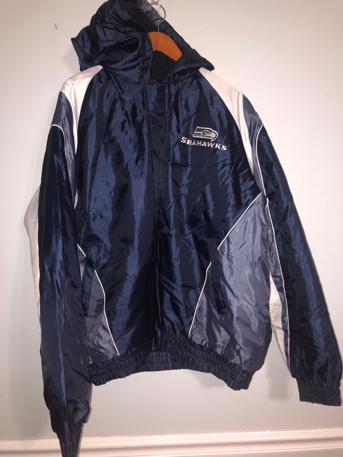 Seattle Seahawks XL NFL Full Zip Windbreaker Jacket Blue New Mens