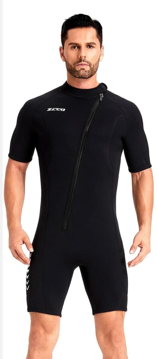 Mens Shorty Wetsuit 3mm Neoprene Womens Front Zipper For Diving and All Water