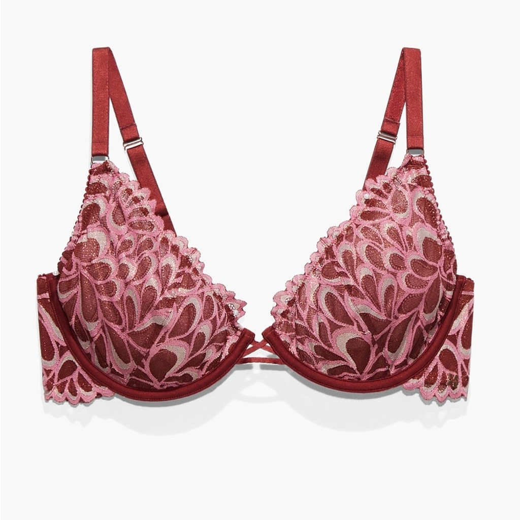 Savage X Fenty Sweet Jam Red Savage Not Sorry Ultra Lace Bra & Brazilian Panty