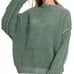 Sweater Oversized Mock Neck Raw Seam Chenille Sweater