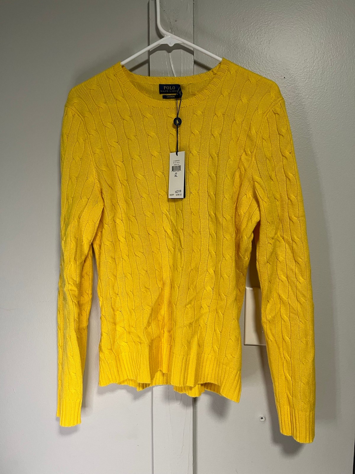 Polo Ralph lauren lemon yellow sweater size XL