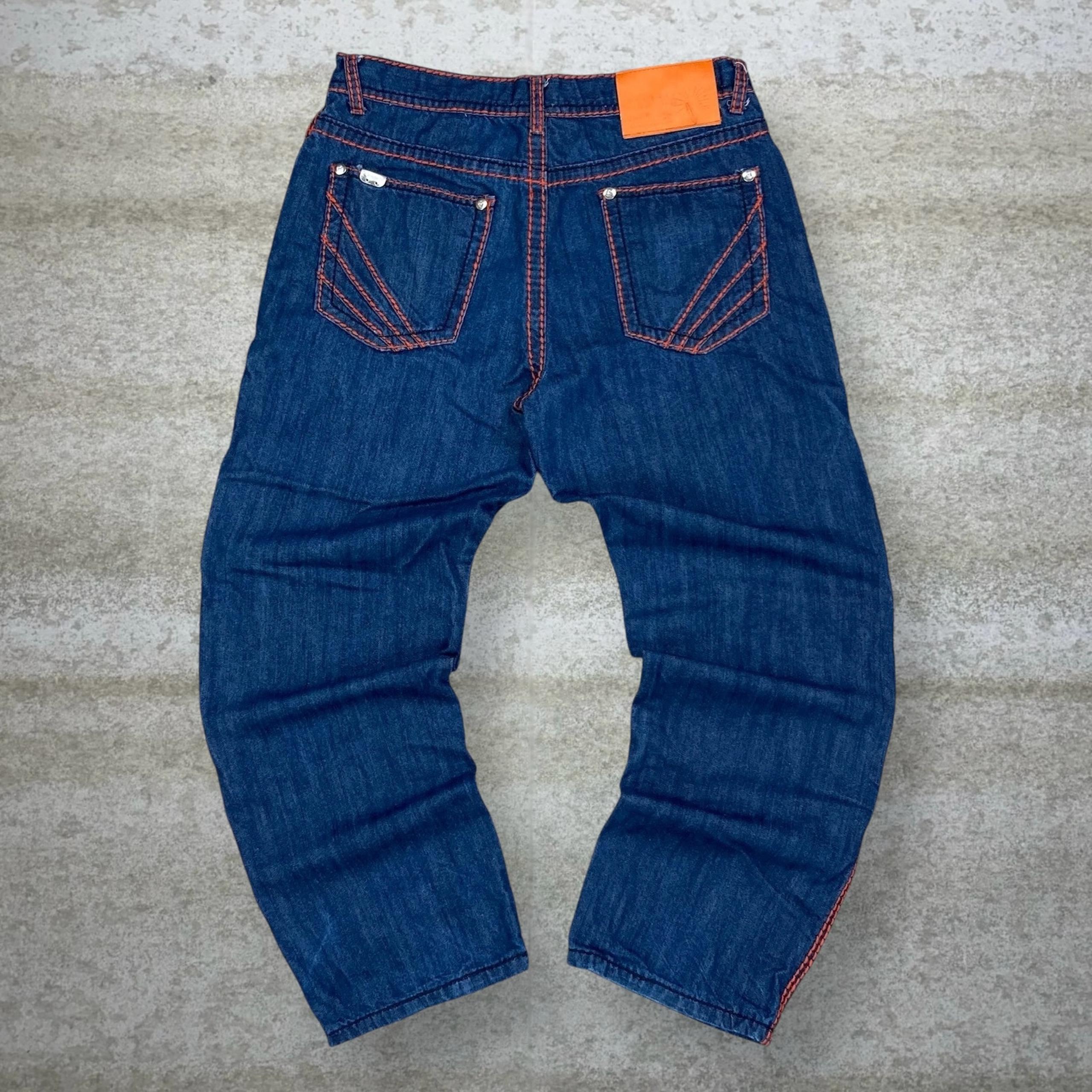 Vintage Skater Wide Leg Jeans Akademiks Dark Wash Baggy Denim Rap Style Y2K