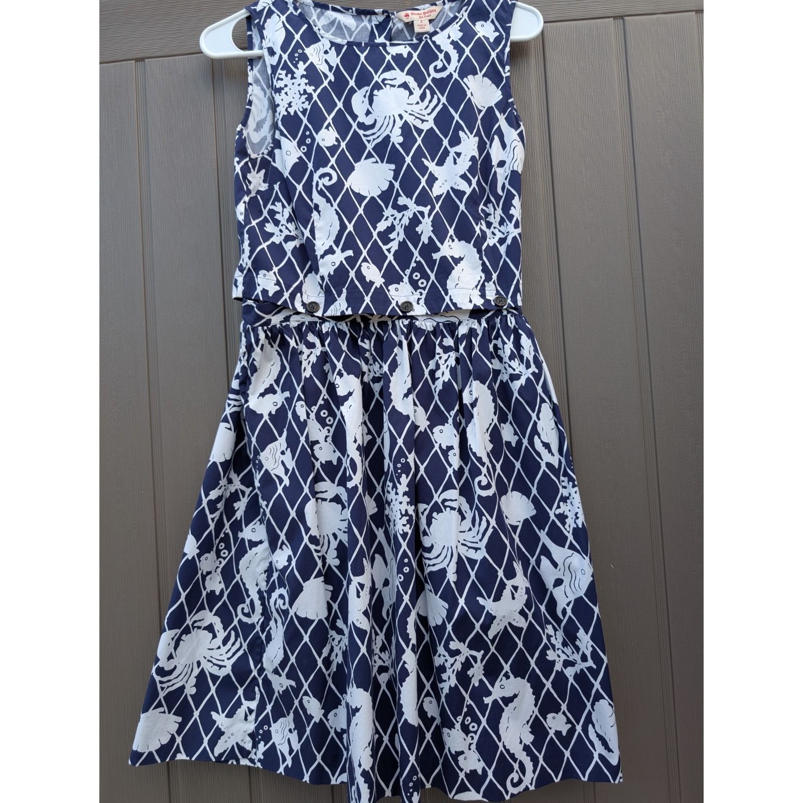 Brooks Brothers Women Navy Nautical Convertible Sleeveless Dress Size 4
