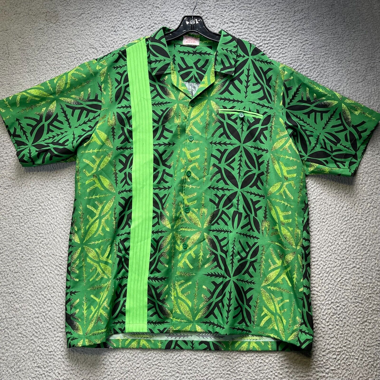 Vintage Unique Designs Hawaiian Shirt Mens 4XL Green Button Up Short Sleeve