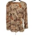 90s Top Boho Country V-neck Tie Back Waist Sheer Long Sleeve Burnt Paisley Sz M