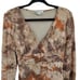 90s Top Boho Country V-neck Tie Back Waist Sheer Long Sleeve Burnt Paisley Sz M