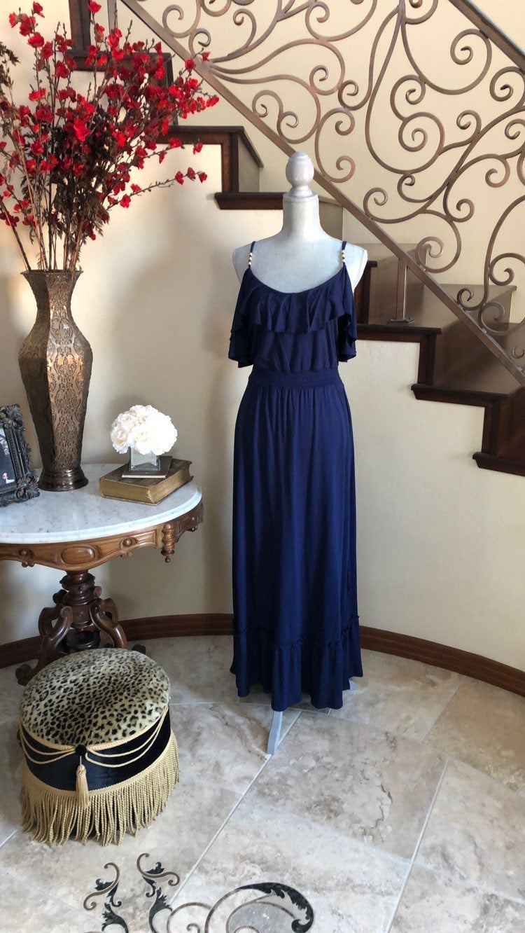 MICHAEL KORS Navy Knit Maxi Dress