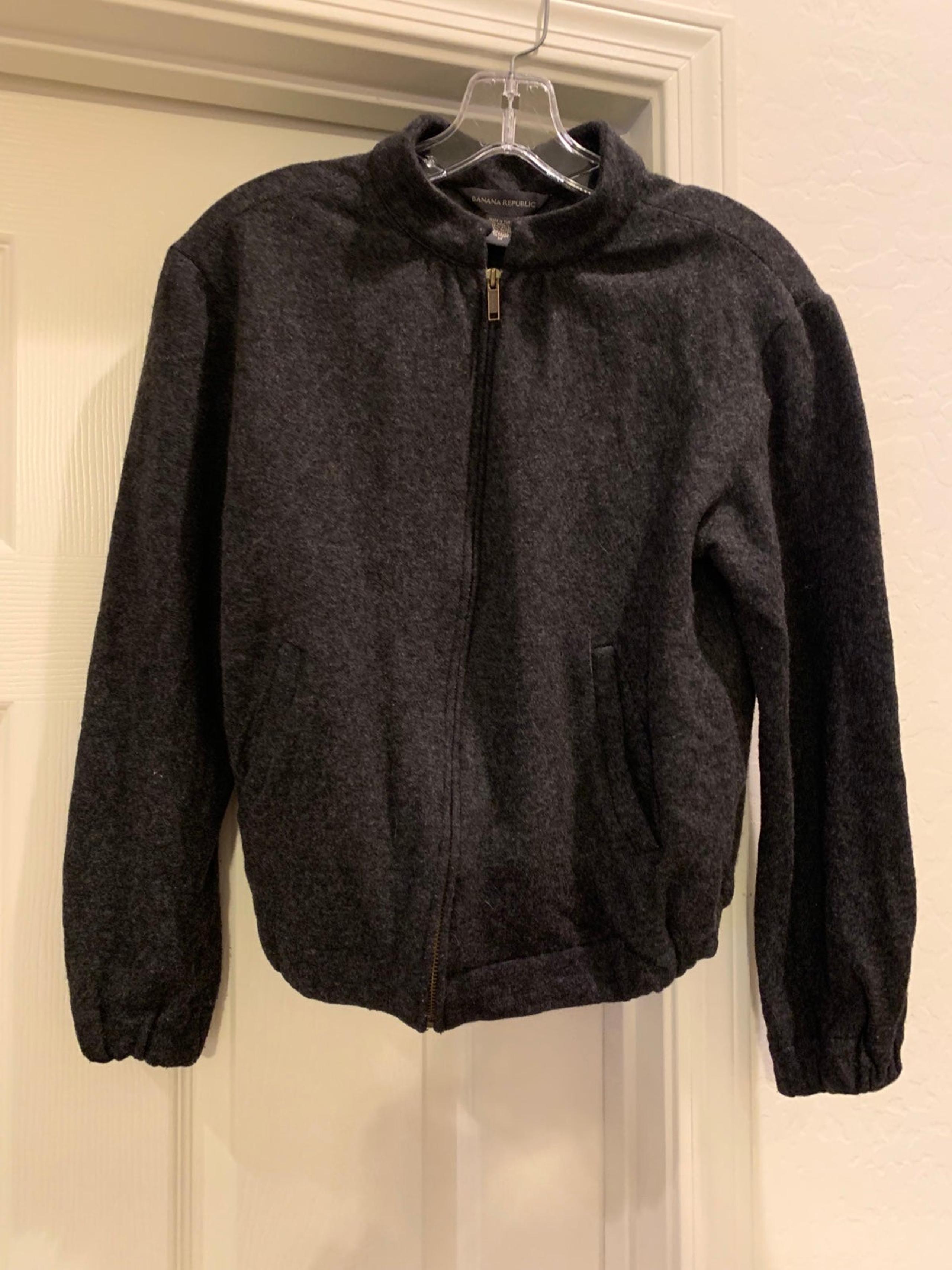 Banana Republic size dark gray wool blend zip up front long sleeve jacket coat